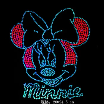 

Clear Crystal Minnie DIY hotfix Rhinestone Pattern motif For Clothes Iron On Heat transfer Designs Mickey Minnie shirts Dress
