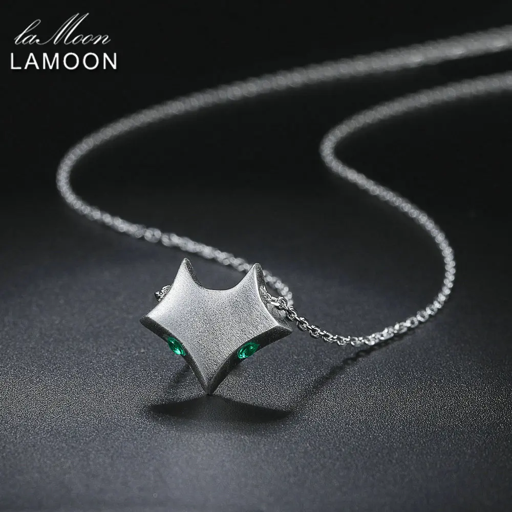 LAMOON 2018 новый зеленый CZ камень лиса S925 кулон Цепочки и ожерелья 925 великолепные