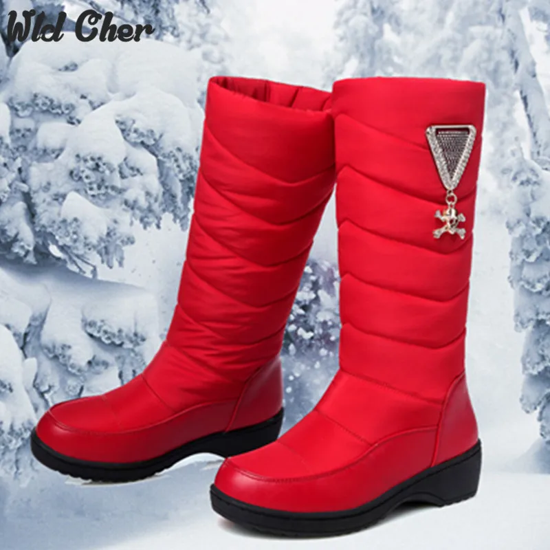 

Wedges 2017 Cotton fashion waterproof snow boots women's knee high boots flat winter boots platform fur shoes women size 34-44