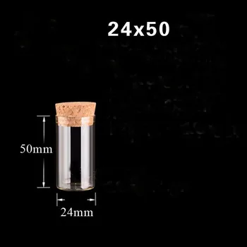 

100pcs/lot 24*50mm 12ml Tiny Small Empty Test Tube Cork Bottle Vials Vase Container For Wedding Home Decoration Christmas Gifts