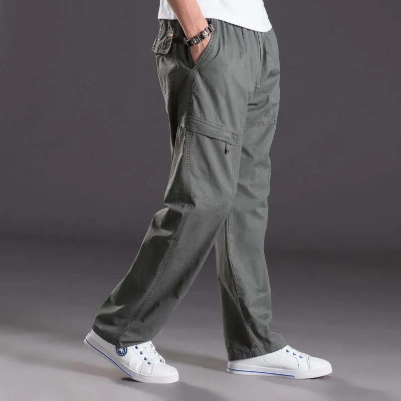 Модные хип-хоп штаны-карго мужские повседневные Свободные мешковатые легкие хлопковые брюки прямые спортивные брюки шаровары Мужская