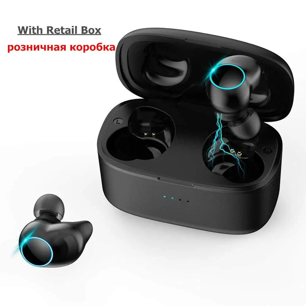 Askmeer T3 Беспроводная 5,0 bluetooth-гарнитура водонепроницаемые TWS наушники HiFi стерео Eaphone С зарядным чехлом для samsung Redmi iPhone - Цвет: Black with RetailBox
