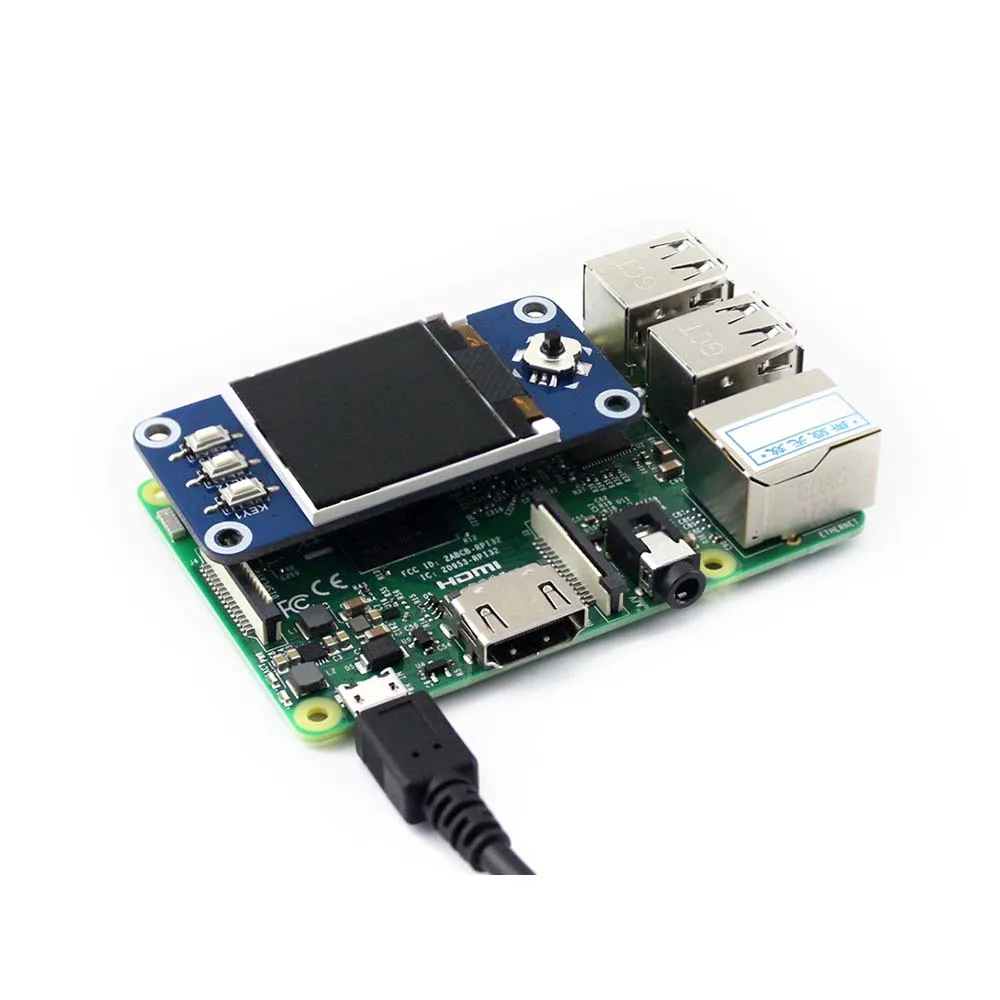 Waveshare 1,44 дюймовый ЖК-дисплей шляпа для Raspberry Pi 2B/3B/3B+/Zero W, 128x128 пикселей, SPI интерфейс, драйвер ST7735S