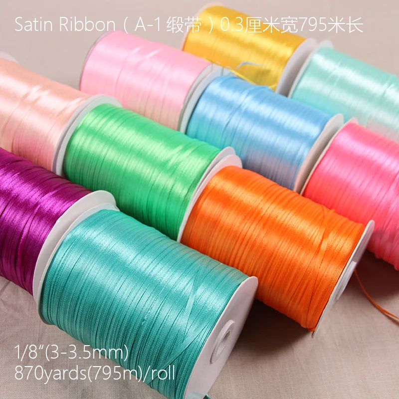 

1/8" 3mm 69colors choose option Satin Ribbon for packing and bow & Garment Accessories 20y/lot B