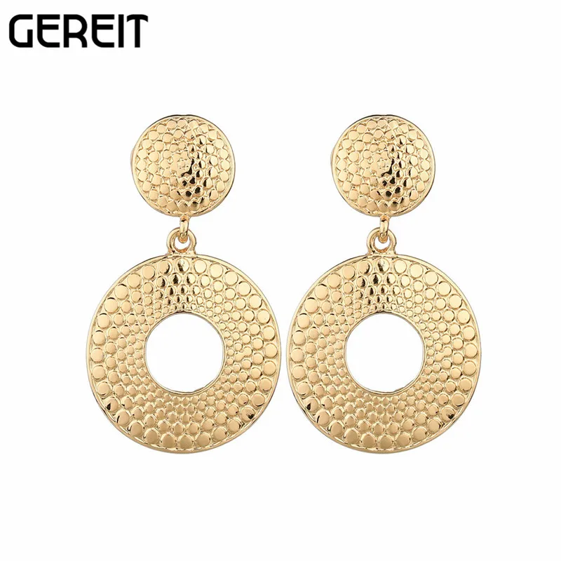Luxury European Gold Silver Drop Earring Summer Big Spot Circle Long Dangle Earrings For Women Kpop Fashion Dubai Indian Jewelry | Украшения