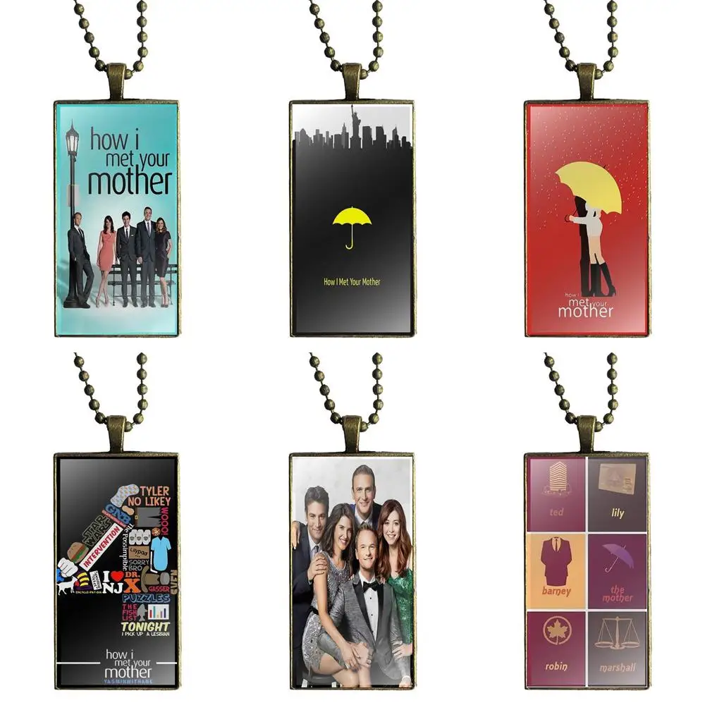 

For Women Gift Glass Cabochon Choker Pendant Rectangle Necklace Bronze Color Jewelry Himym How I Met Your Mother Protective