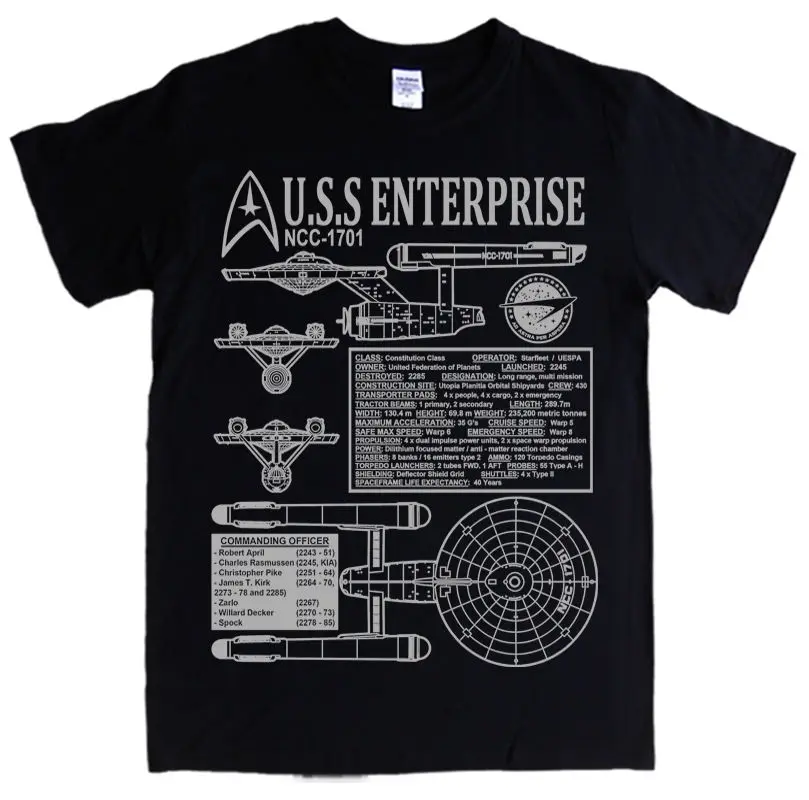Футболка Starpuss Enterprise Ncc-1701 James T Kirk Spock Blueprints забавная повседневная мужская уличная