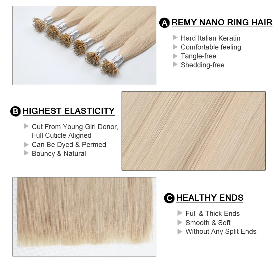 Nano Tip Remy человеческие волосы для наращивания предварительно скрепленные микро бусины волосы на капсуле белый блонд цвет 16 дюймов 0,8 г/локон