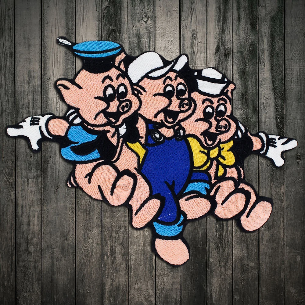 

Embroidery Colorful three Pig patch cloth diy accessories Sewing on Clothes for Kids Men Women Decoration Badge