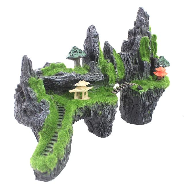 Petforu Aquarium Landscaping Resin Rockery Artificial Moss