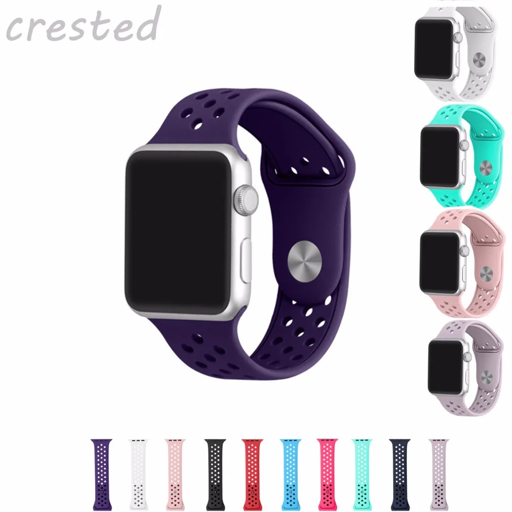 

Silicone strap for apple watch band 42mm/38mm iwatch 3/2/1 band Sport bracelet wrist belt rubber watchband Porous breathable