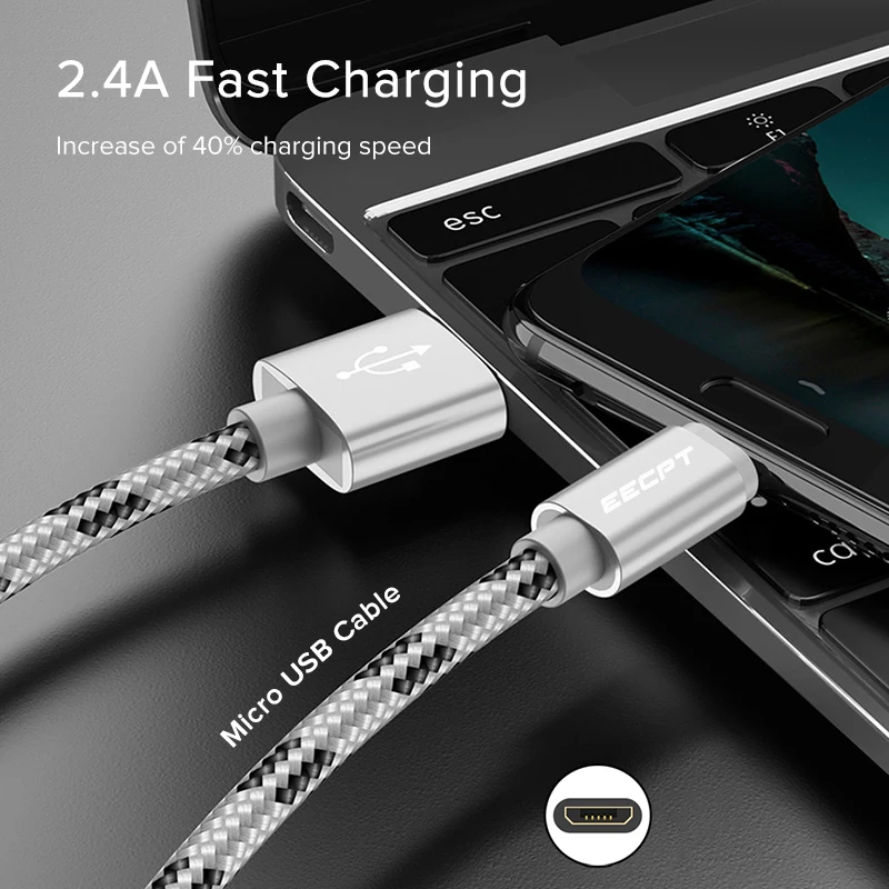 EECPT المصغّر usb كابل 2.4A المحمول شاحن USB للهاتف كابل سريع شحن سلك البيانات مزامنة سلك Microusb الحبل لسامسونج S7 S6 Xiaomi