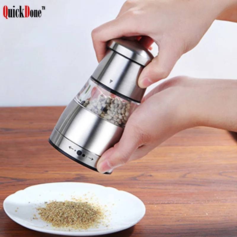 

QuickDone Stainless Steel Pepper Shakers Grinder Set with Matching Stand Portable Kitchen Capacity Kitchen Tool AKC5099
