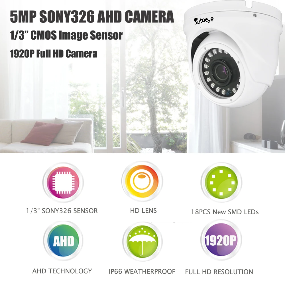 Autoeye SONY 5MP IMX326 AHD камера водонепроницаемый купол AHD камера видеонаблюдения