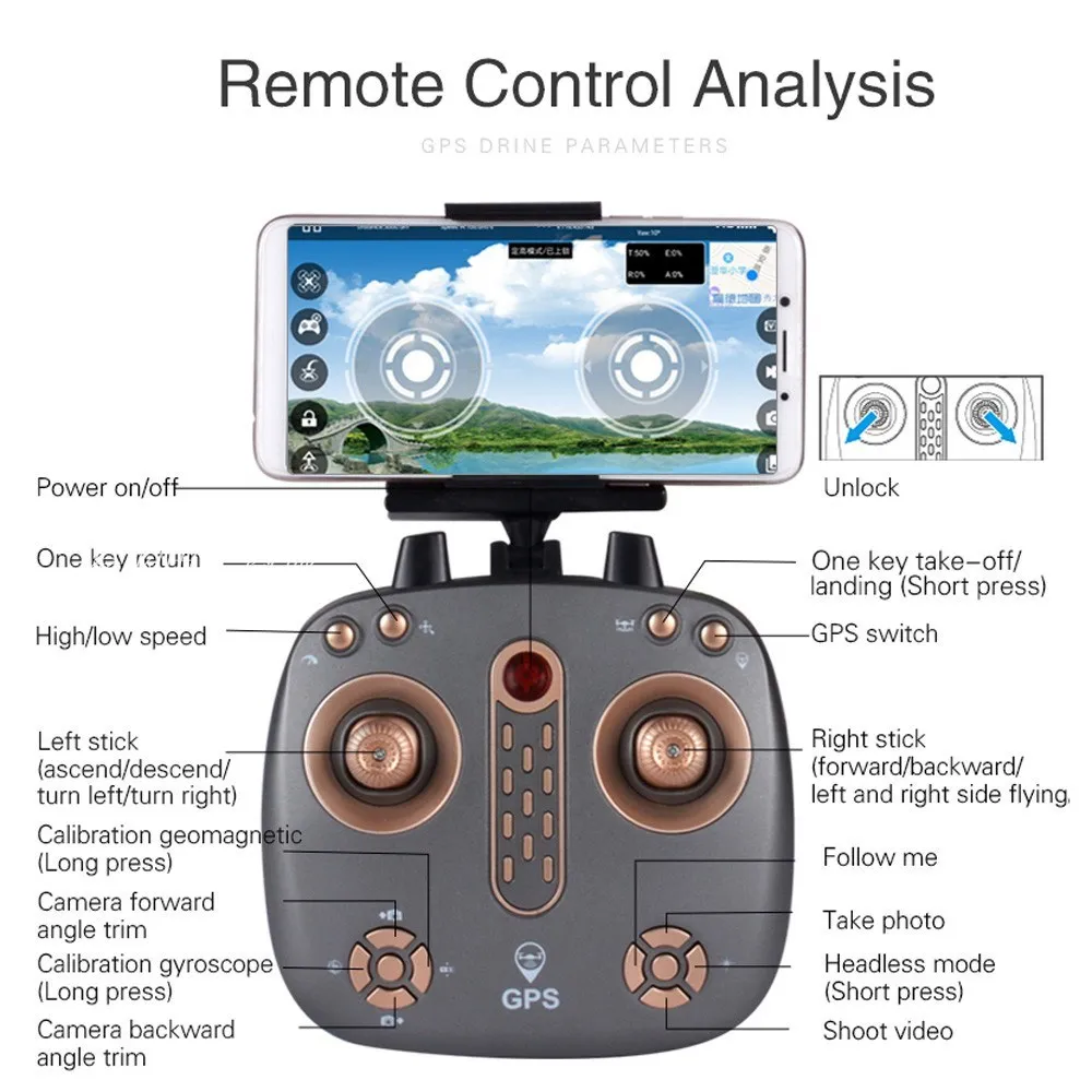 Камера 1080P 5MP wifi FPV Drone Dual gps RC drone