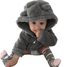 Одежда для малышей мальчиков и девочек пальто с капюшоном на меху зимнее теплое пальто куртка для новорожденных милые верхняя одежда# TX4