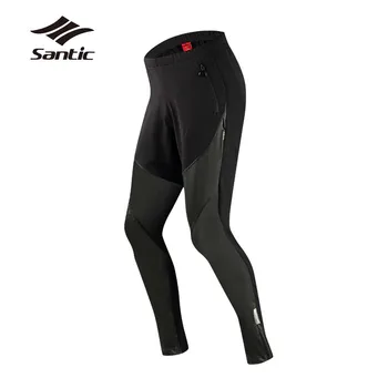

Santic Winter Fleece Thermal Cycling Pants Men PU Windproof Long Bicycle Pants Warm Sport Fitness Road Mountain Bike Pants