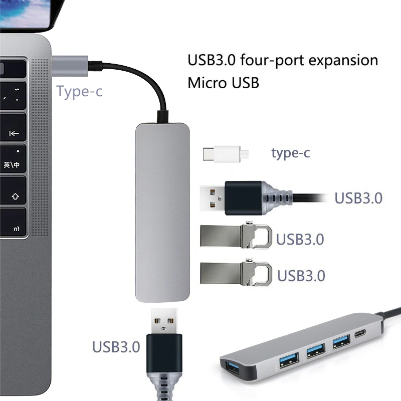 5 в 1 type C до 4 USB 3,0 порт адаптер многопортовый адаптер Conventor дата передачи для MacBook