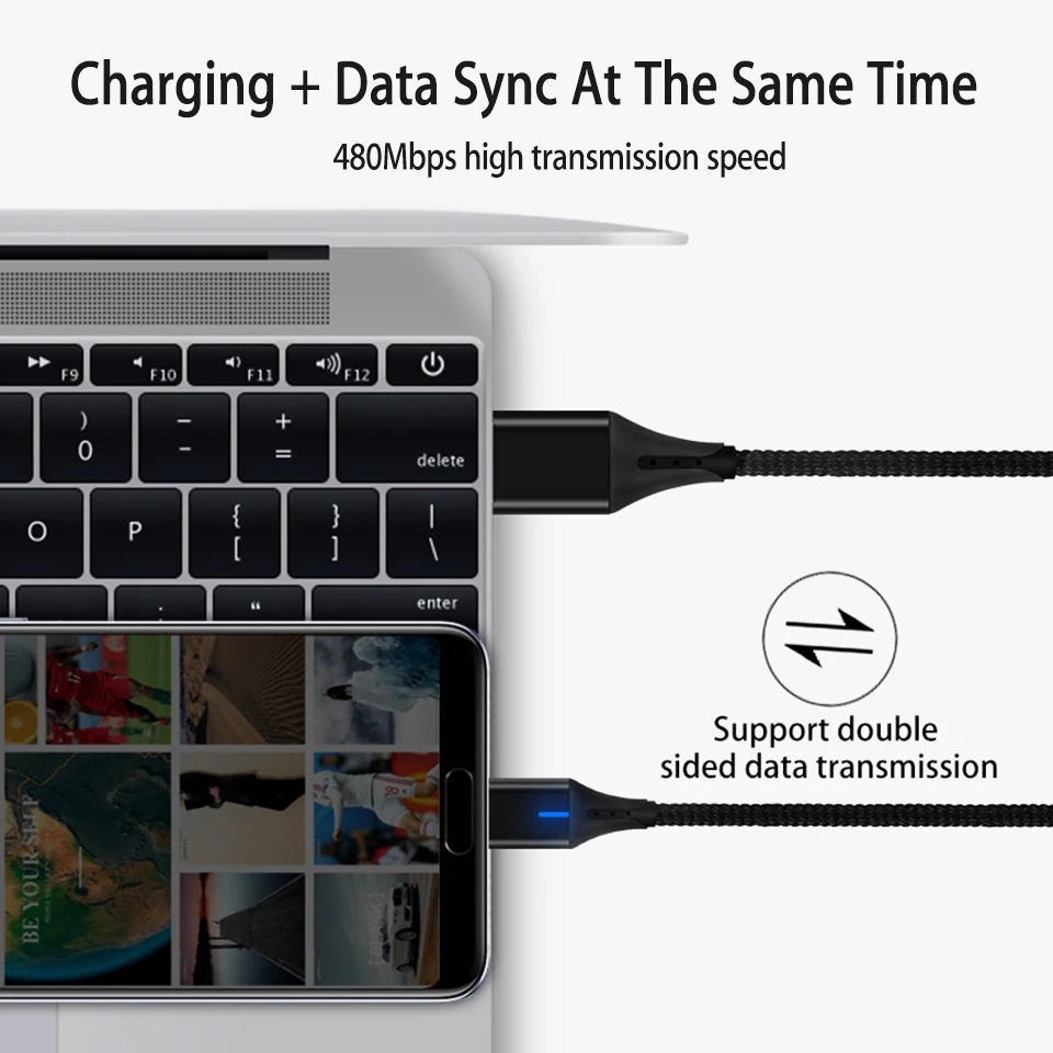 Магнитный Usb кабель для зарядки type C mi cro Usb C кабель 2 м метр Быстрая зарядка 3,0 кабель для Xiaomi mi 8 9 A2 красный mi Note 7 Pro