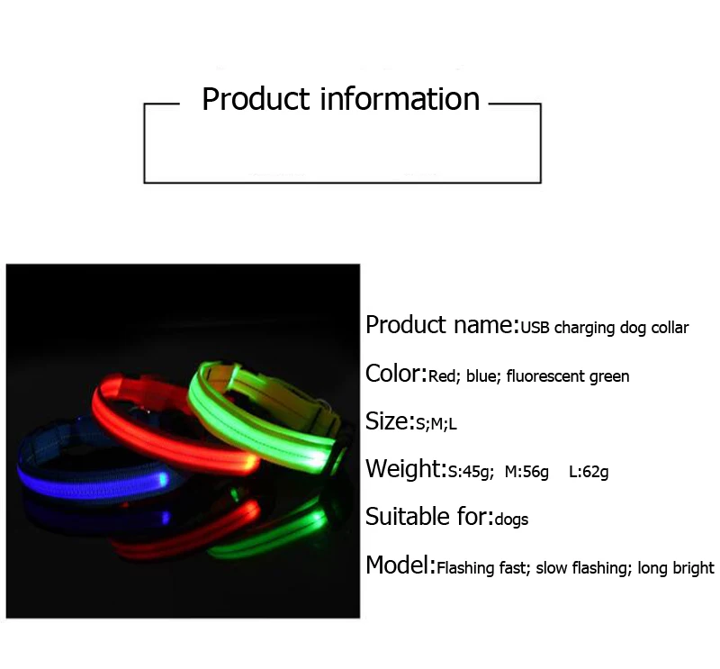 Pet USB Charging Collar LED Light Night Anti-lost Anti-car accident Charging Dog Collars Pet Luminous Safety Supplies            (5)