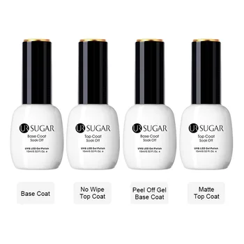 

UR SUGAR 15ml Base Top Coat UV Gel Nail Polish Peel Off Gel Semi Permanent Soak Off Transparent varnish Gel Varnish
