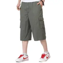 Casusl летние шорты мужские homme masculino мужской хлопок мыть водой хлопковые Капри отец одежда лето армейский зеленый 2XL 3XL 4XL