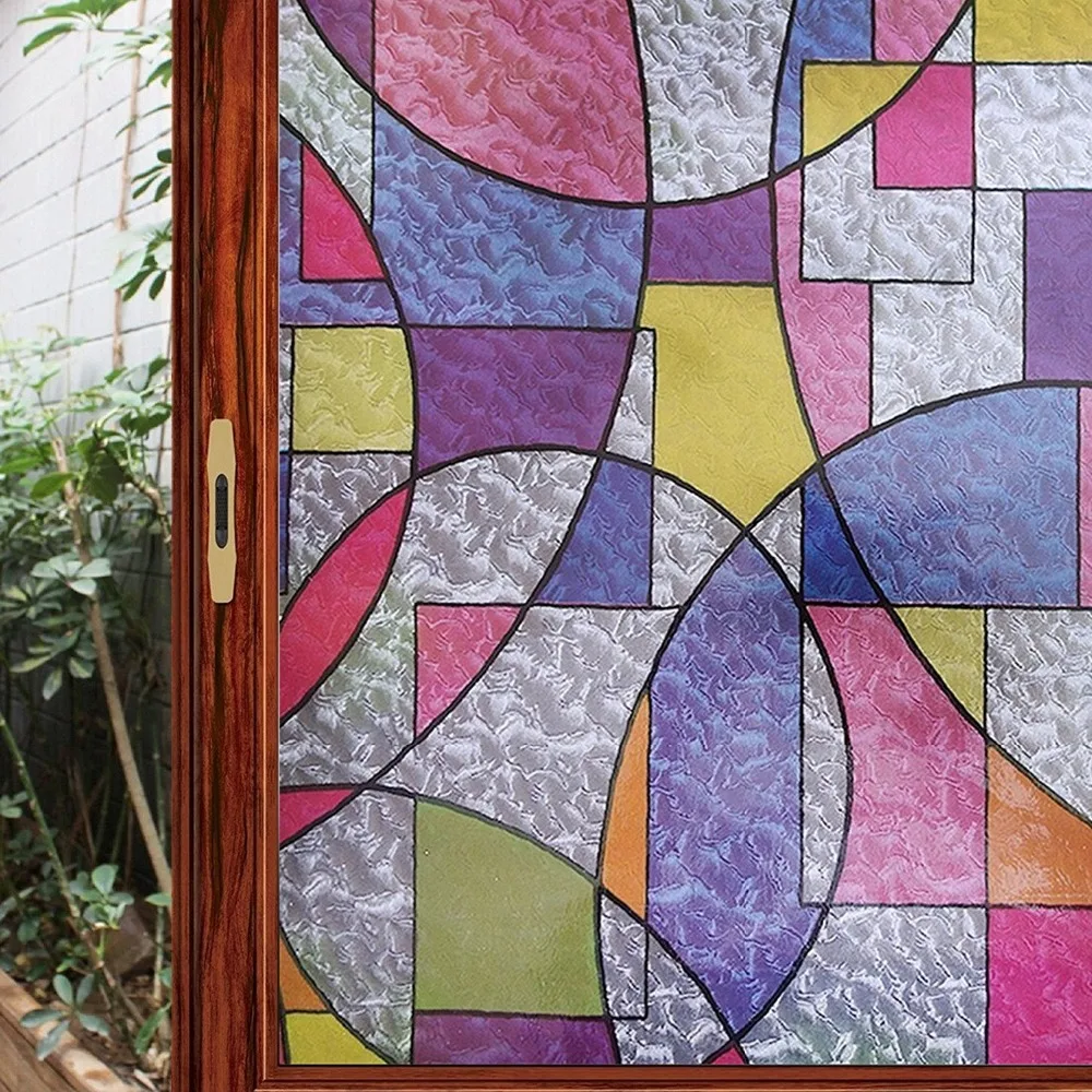 Non Adhesive Decorative Static Cling Window Shades Privacy Stained