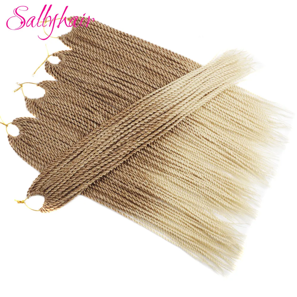 Sallyhair тонкие Сенегальские вязанные косички 30 прядей/упаковка 1 упаковка 14 дюймов 18 дюймов блонд цвет Омбре синтетические косички волос