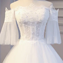 lace vintage real photo wedding dress half sleeve bridal gowm simple strapless turkey 2017 with long tail high quality crystals