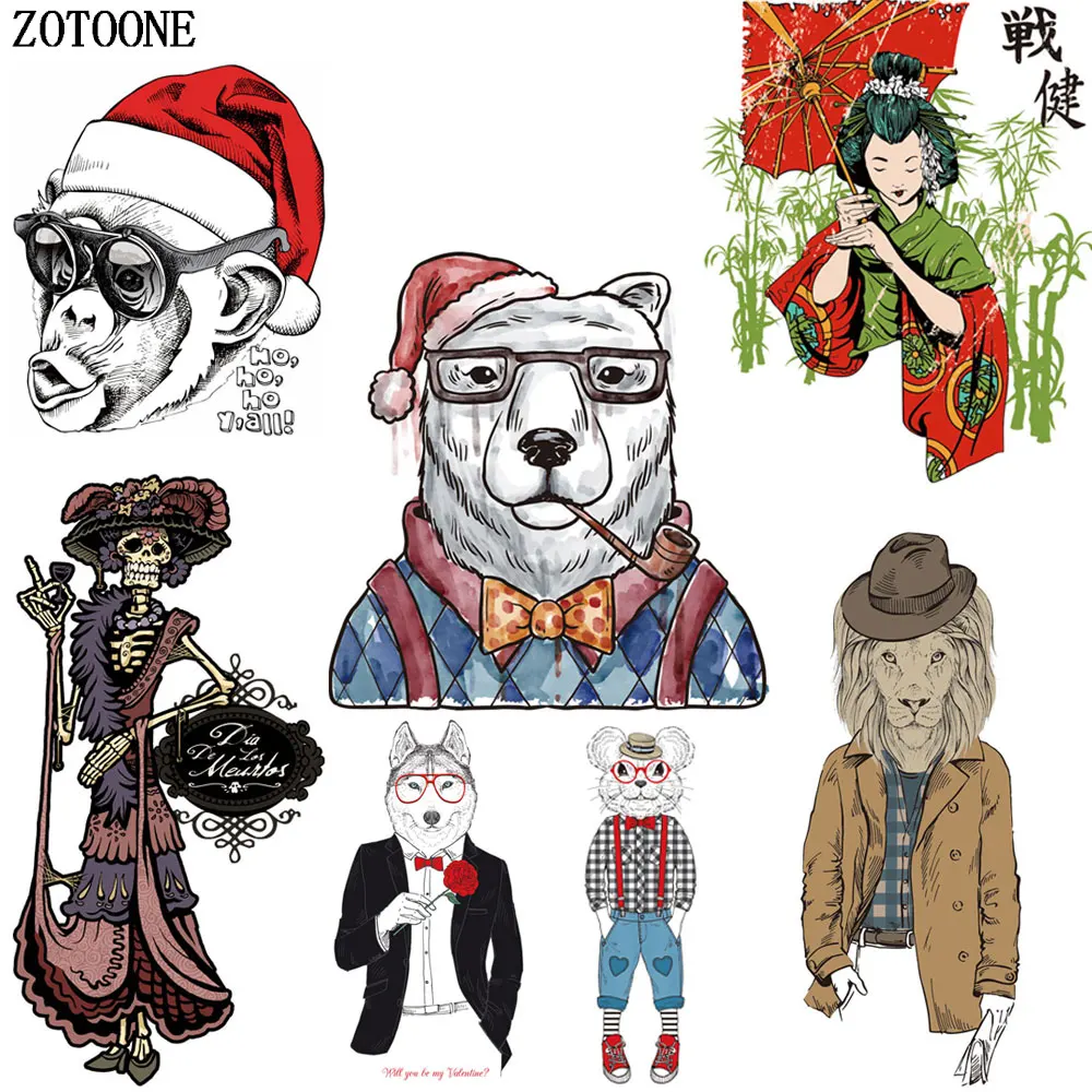

ZOTOONE Cartoon Animal Patches Applique Skull Iron on Patches for Clothing Heat Transfers for Clothes DIY Girl Patches Kids Gift
