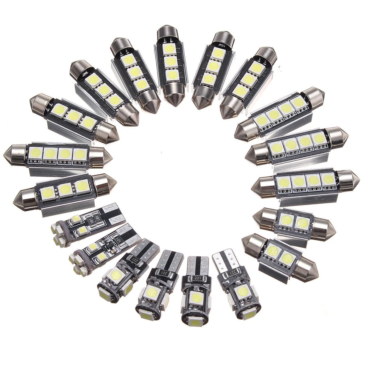 Autoleader 20Pcs 12V 1.2 2.5W Car White LED Lamp Interior
