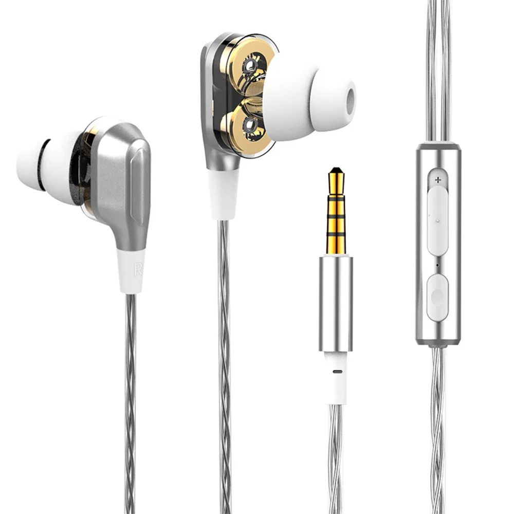 Dual Drive Stereo earphone In-ear Headset Earbuds Bass Earphones For iPhone huawei Xiaomi 3.5mm earphones With Mic | Электроника