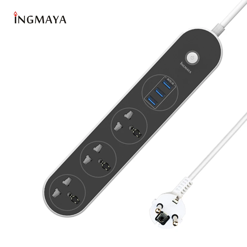 Цена INGMAYA 3 порта USB зарядное устройство 3.1A с силовой полосой 3 розетки 2500 Вт Surge Protect для iPhone iPad samsung huawei Mi LG AC адаптер