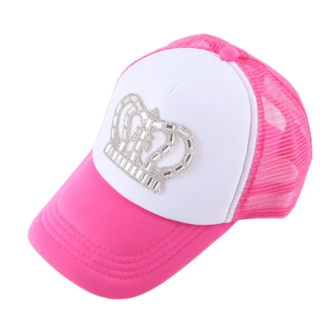 ; детская одежда летняя кепка, шапка розовый черный цвета фуксии цветные кристаллы Корона брендовые бейсболки для мальчиков и девочек в стиле хип-хоп snapback - Цвет: NO 8