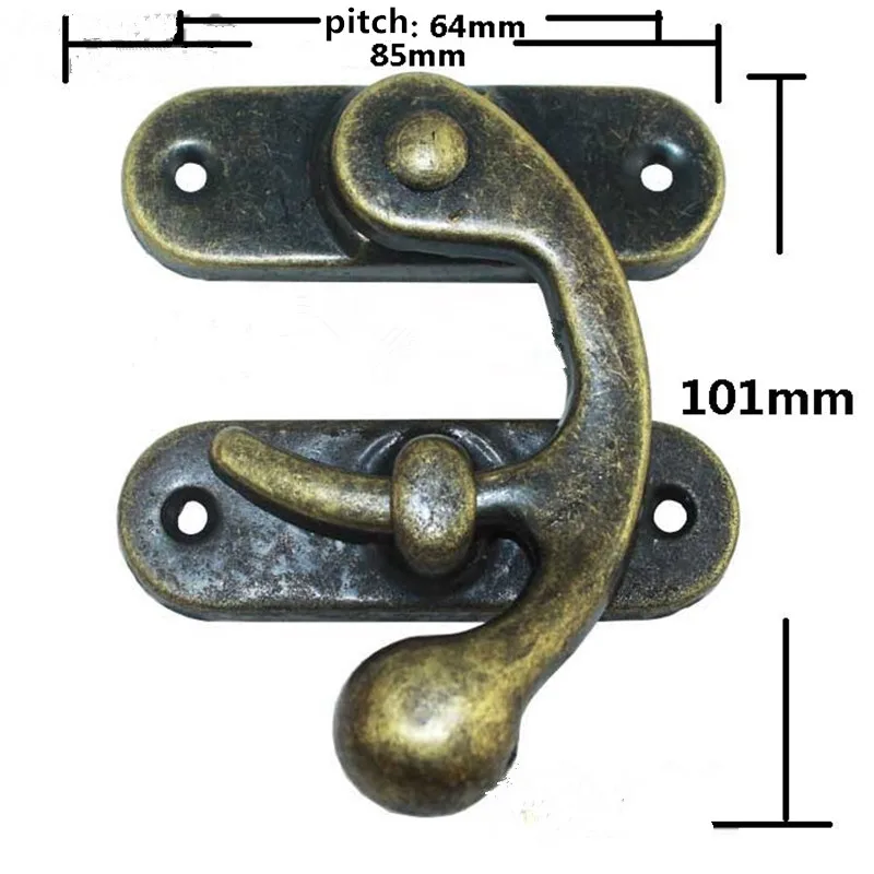 Furniture Locked,Box Suitcase Toggle Latch Buckles Bronze Tone,Antique Style Metal Lock,Iron Wooden Box Lock,85*101mm