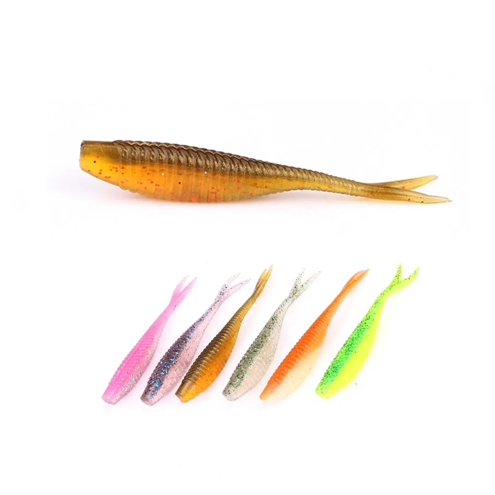 

6pcs/lot fishing Lures soft bait 70mm 1.8g Worms Artificial silicone fishing lure with Y Tail carp Bass Pesca Fishing Takcle