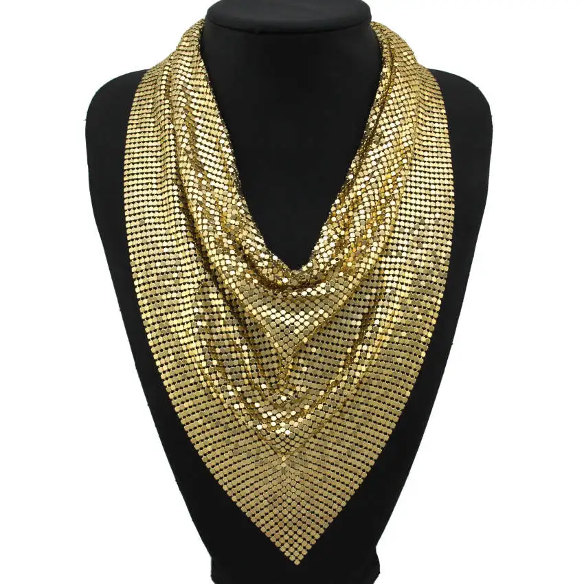 MANILAI, индийские ювелирные изделия, блестящий металлический срез, воротник, колье, ожерелья для женщин, Богемия, массивные Макси ожерелья CE4404 - Окраска металла: Gold
