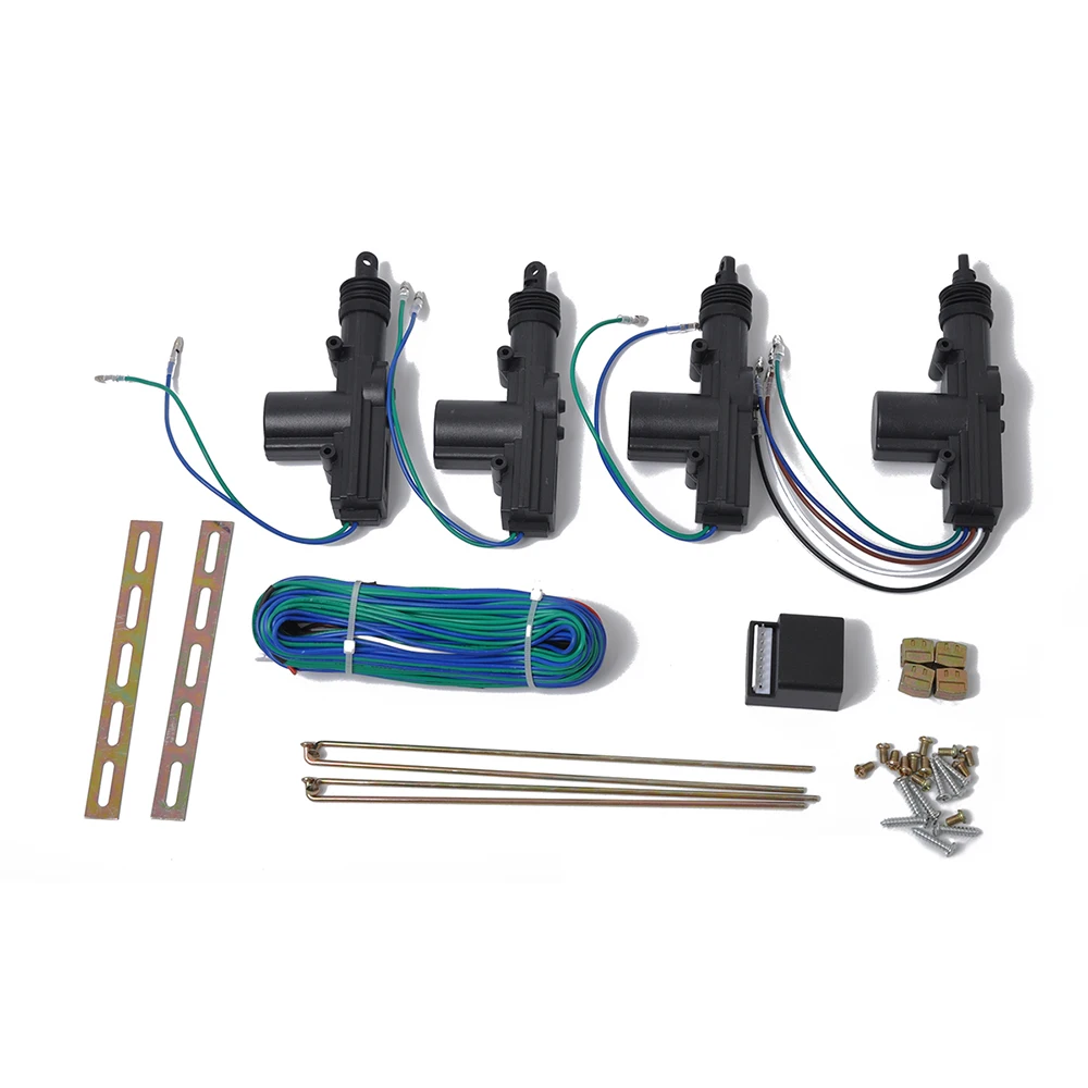 New 12V 4 Universal Power Door Lock Actuator Kit Keyless 2 wires & 5