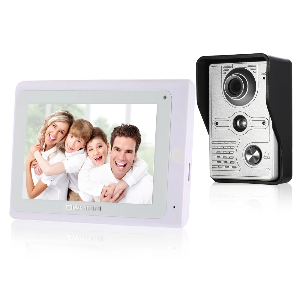 

OWSOO 7'' TFT Touch Screen Wired Video Door Phone System Visual Intercom Doorbell Indoor Monitor 1000TVL Outdoor Infrared Camera
