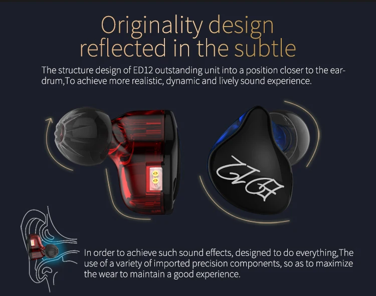 KZ ED12 пользовательские стильные наушники съемный кабель В Ухо Аудио мониторы шумоизоляция HiFi музыка спортивные наушники с микрофоном
