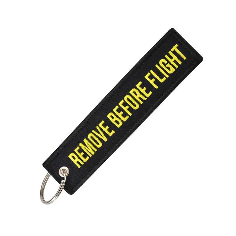 Fashion-Jewelry-Keychain-for-Cars-and-Motorcycles-Embroidery-Key-Chain-Key-Fobs-REMOVE-BEFORE-FLIGHT-Black
