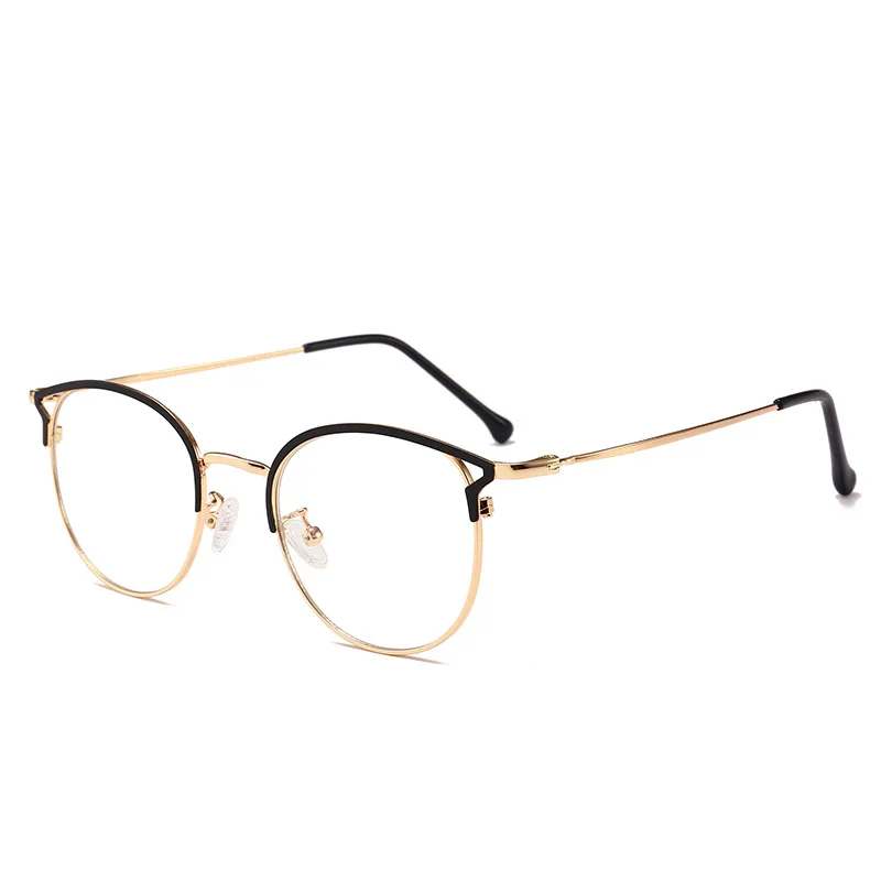 Модные женские очки кошачий глаз, оправа, мужские Оптические очки, ретро очки, компьютерный синий светильник, блокирующие очки для чтения - Цвет оправы: Black gold