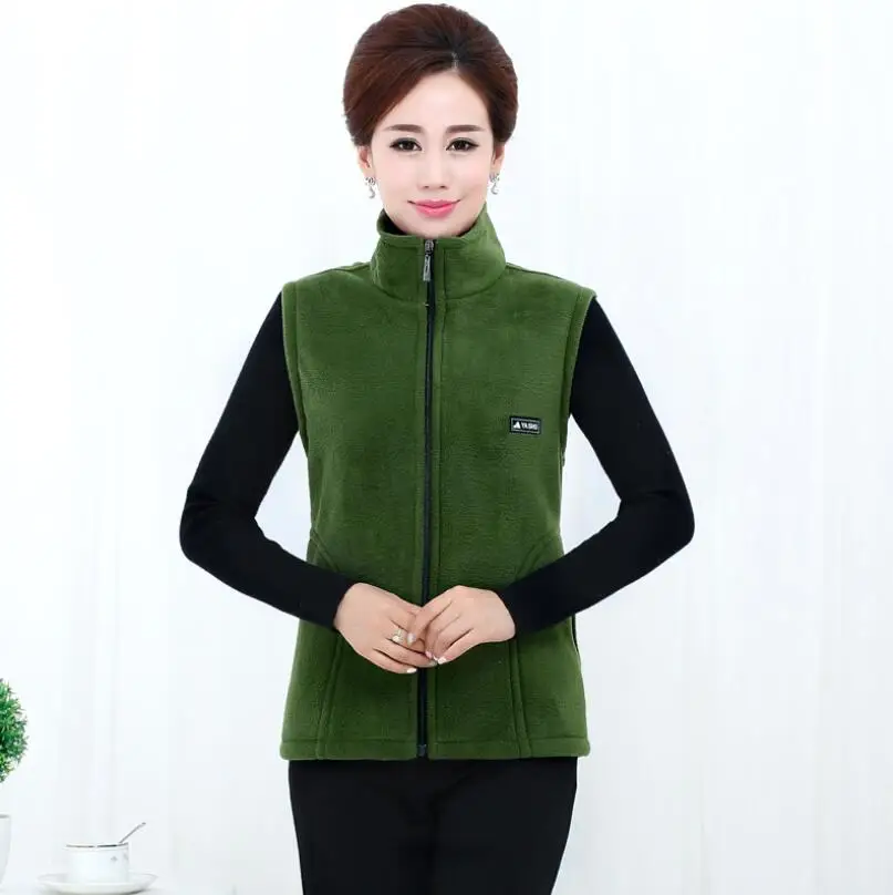 

Middle Aged Women Fleece Vests coat 2018 Autumn winter Woman Warm Polar Fleece Waistcoats Casual Vest w342