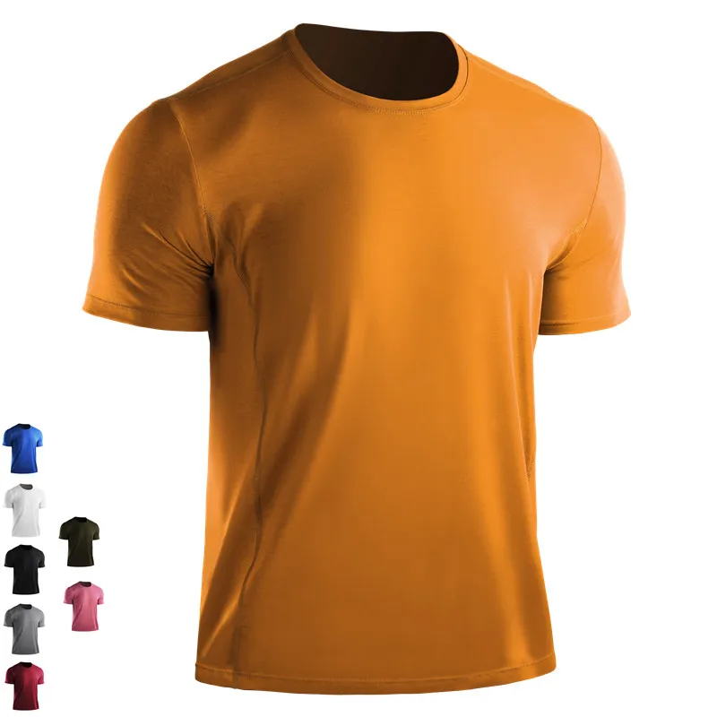 Brand Running Shirt Men Polyester Cotton Loose Sport T shirt Short