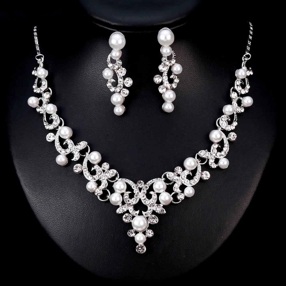 Fashion Wedding Jewelry Set Necklace Crystal pearl Choker