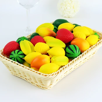 

10pcs mini colorful PU fruits squishy simulations fruits model small pendant creative decoration Crafts Decompression toys