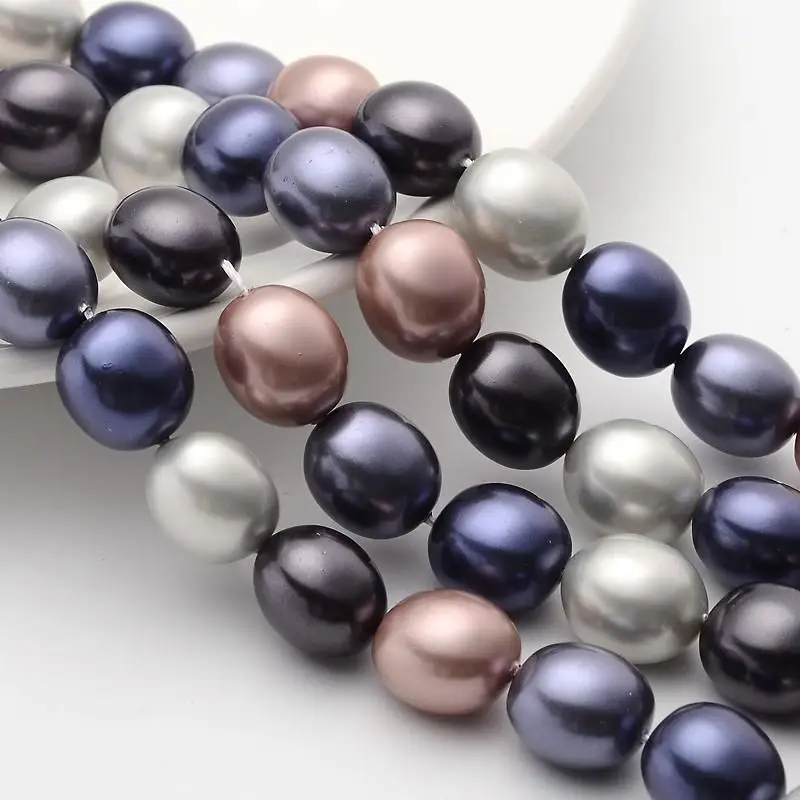 2strands Oval Shell Pearl Bead Strands Dyed Colorful for Jewelry Making DIY 15x13x12mm Hole: 1mm about 27pcs/strand 15.7&quot | Украшения и