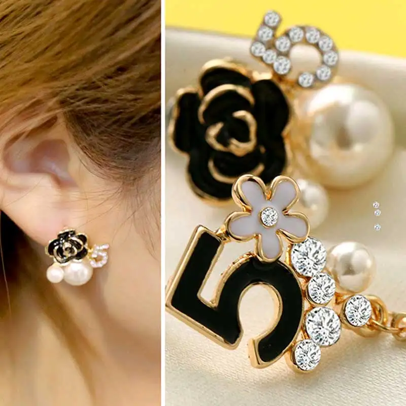 Длинные серьги подвеска на цепочке Pearl Number 5 от известного бренда дизайнерские