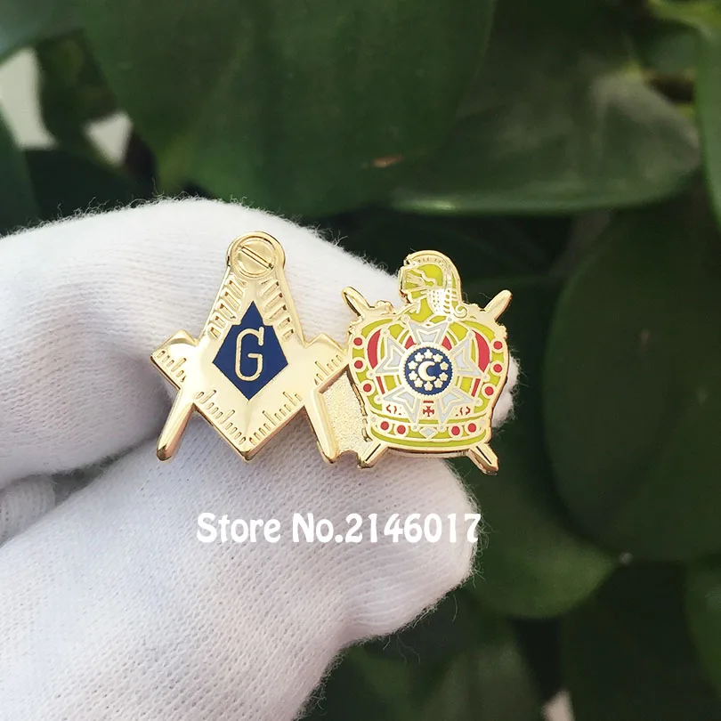 10pcs Free Masons Lapel Pin Brooch Masonry Metal Craft Badge Masonic