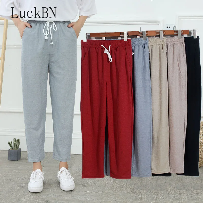

Spring and Summer 2019 New Ice Silk Bubble Cotton Girls Pants Loose Large Size Nine Points Leisure Pants